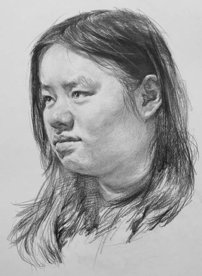  广州画室排名前三画室教你如何让你的素描头发看起来不死板粗糙有质感,60