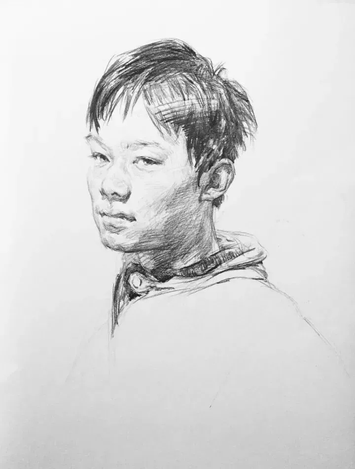  广州画室排名前三画室教你如何让你的素描头发看起来不死板粗糙有质感,68