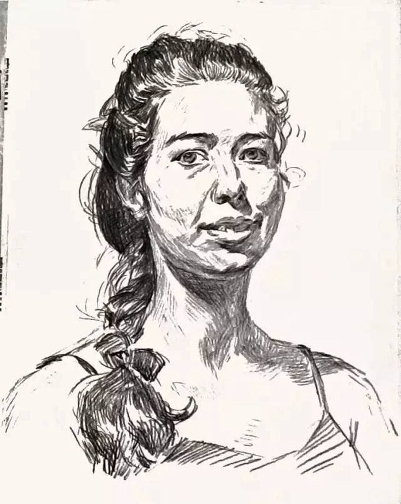 广州画室排名前十画室教学｜教你如何刻画扎大麻花辫的外国女青年,05