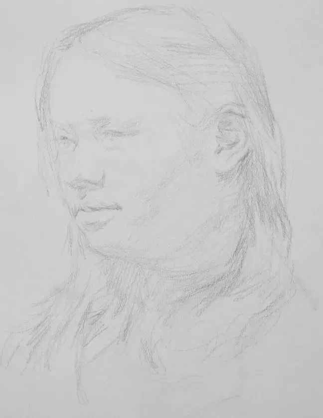  广州画室排名前三画室教你如何让你的素描头发看起来不死板粗糙有质感,57