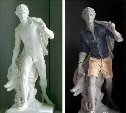 颠覆你的想象！当卢浮宫的裸体雕像穿上了衣服，这是什么名场面！图一