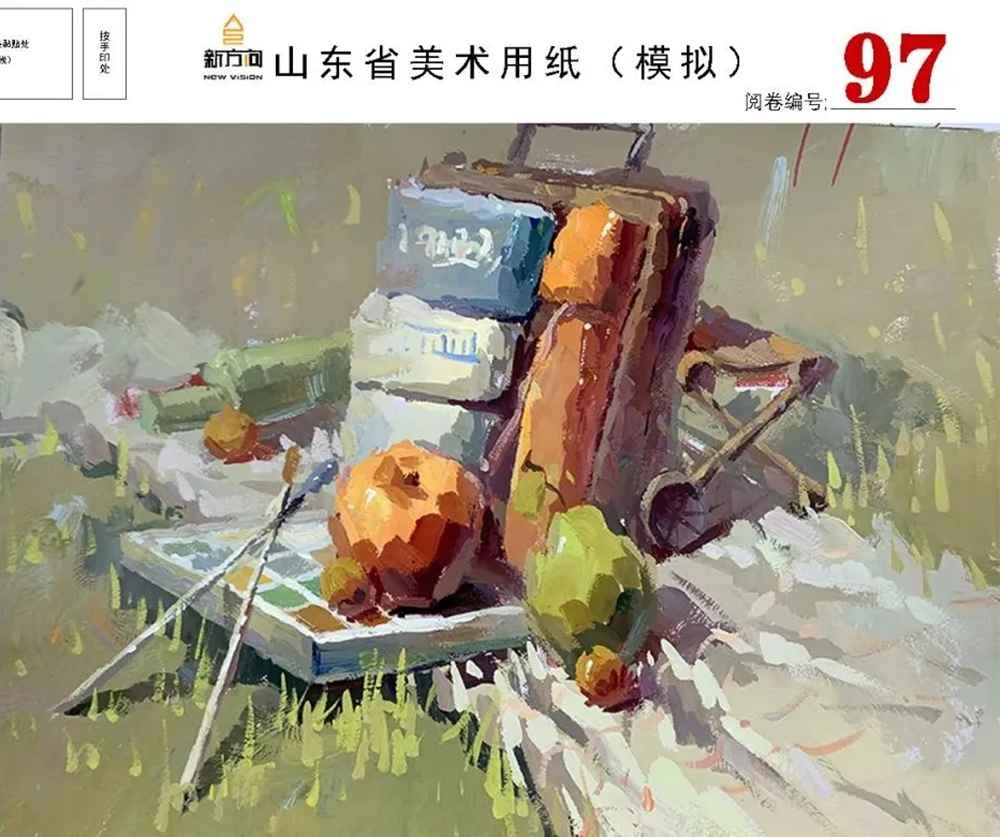 21届山东美术二模高分卷，广州美术高考画室觉得是神仙打架,09