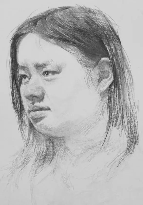  广州画室排名前三画室教你如何让你的素描头发看起来不死板粗糙有质感,59