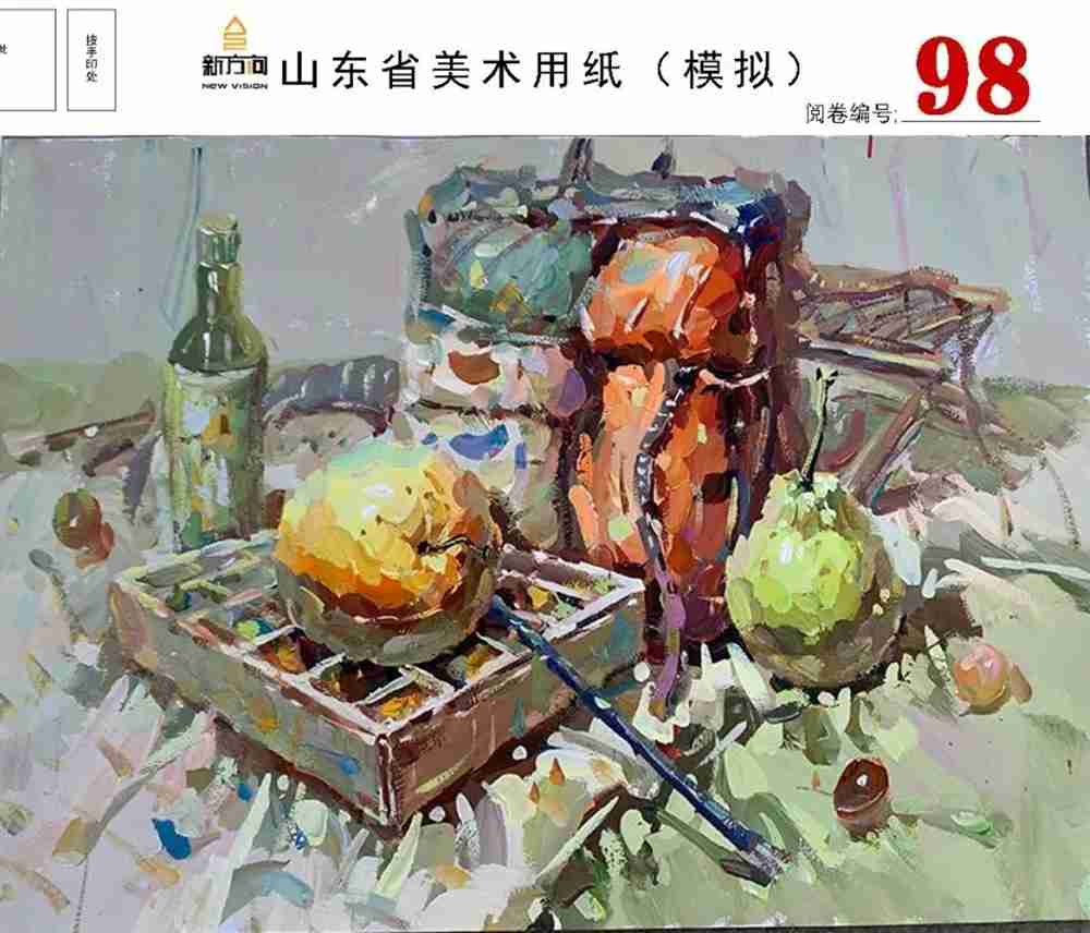 21届山东美术二模高分卷，广州美术高考画室觉得是神仙打架,04