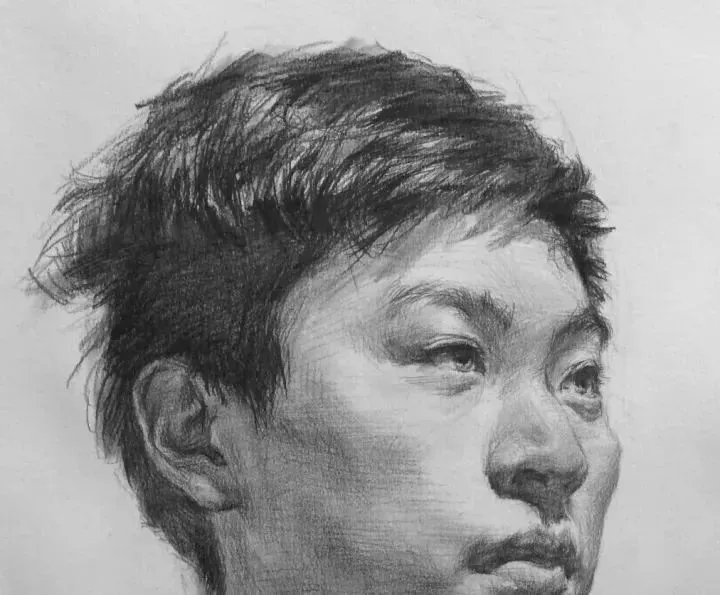  广州画室排名前三画室教你如何让你的素描头发看起来不死板粗糙有质感,40