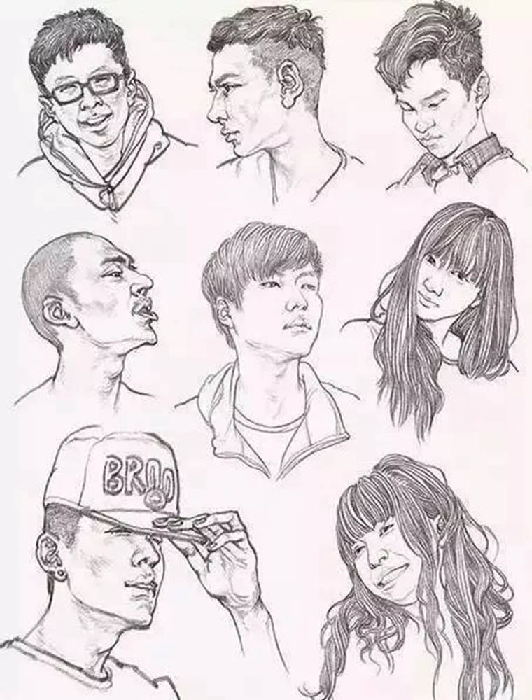 广州画室排名前三画室整理的62个角度的人物头发速写画法教,07