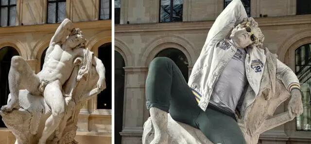 颠覆你的想象！当卢浮宫的裸体雕像穿上了衣服，这是什么名场面！图三